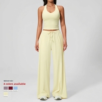 Ensemble de yoga brossé uni transfrontalier, séchage rapide, anti-plis, avec soutien-gorge de sport long et bretelles, pour la course et le fitness, pour femme