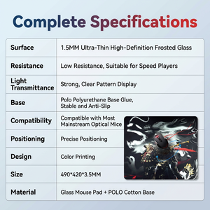 Alfombrilla <span class=keywords><strong>de</strong></span> Ratón para Juegos <span class=keywords><strong>de</strong></span> Vidrio Esmerilado Ultrafino <span class=keywords><strong>de</strong></span> Alta Definición <span class=keywords><strong>de</strong></span> 3.5MM con Base Antideslizante y Baja Fricción en Stock PJT-OMP2098 - Product Image 3