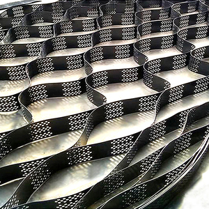 A nido d'ape Geocell HDPE materiale ASTM certificata nero resistente celle in plastica goffrato per parete di contenimento con fondo stradale all'aperto - Product Image 3