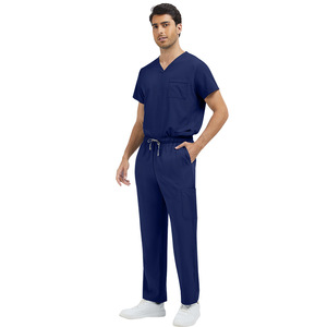 Uniformes Médicos para <span class=keywords><strong>Hombre</strong></span>, Parte Superior de Poliéster con Cuello en V, <span class=keywords><strong>Pantalones</strong></span> con Múltiples Bolsillos, Ropa de Trabajo para Enfermeros y Doctores - Product Image 5