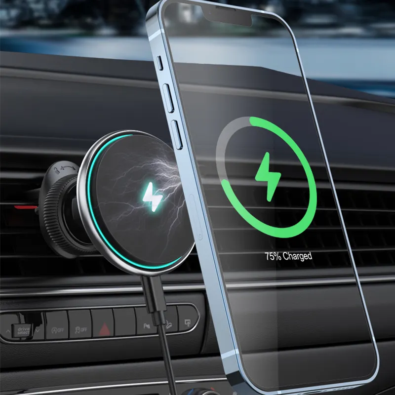 Gadgets 2023 Innovative Auto Accessories 15W Magnetic Phone Holder Megasafe Wireless Fast Charger Car Mount