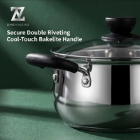 Zhenneng – Ensemble de 4 casseroles en acier inoxydable 304 poli miroir, 2L-5L, fond composite 3 couches, compatibles induction