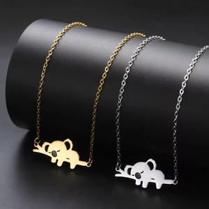 Hot Selling Personalized Stainless Steel Fashion Jewelry Necklaces Cute Animal Sleeping Koala Pendant Necklace or Animal <strong>Lovers</strong> - Product Image 1