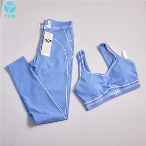Completo Yoga Senza Cuciture di Alta Qualità a Due Pezzi, Top con Collo all'Americana, Tessuto Elasticizzato in Quattro Direzioni, Abbigliamento Sportivo da Palestra, Casual <span class=keywords><strong>Fitness</strong></span>, Abbigliamento Sportivo <span class=keywords><strong>Femminile</strong></span> - Product Image 1