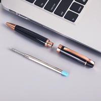 Stylo bille SHULI Biro Gun Noir/Or rose en acier inoxydable 1,0 mm Écologique Logo personnalisé Promotionnel