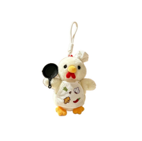 Porte-clés en peluche poussin de petite taille, jouet poussin avec bavoir pour machine à griffes, pendentif en peluche personnalisé