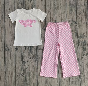 Conjunto de 2 Piezas RTS MAMA'S Bestie, Camiseta Informal con Estampado Transpirable para Niñas y Pantalones Anchos, Ropa para Niñas, Niña de Papá, Venta al Por Mayor - Product Image 4