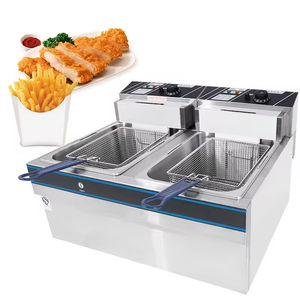 Friteuse électrique de cuisine commerciale en acier inoxydable Double réservoir avec deux paniers pour la friture de beignets de <span class=keywords><strong>poisson</strong></span>, etc. - Product Image 1