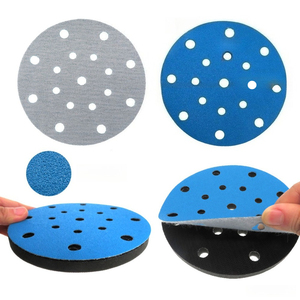 Paquete de 25 lijas de papel de lija azul flocado de 6 pulgadas con extracción de polvo de 17 orificios, grano 80-600 para pintura automotriz, muebles, metal y madera - Product Image 3