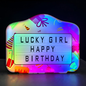 <b>LED</b> Illuminated Hand Held Sign Happy Birthday Colorful Light Box Changeable <b>Letter</b> Board Birthday Party Decoration - Product Image 1