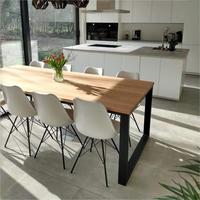 Ensemble de table à manger basse en bois rustique de forme ronde en noyer vivant naturel industriel à la mode