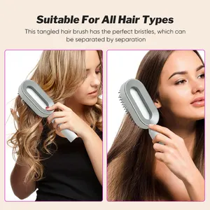 Logo personalizzato 3D Air Cushion spazzola per capelli autopulente in Nylon One Key Click spazzola districante per capelli naturali