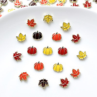 10 pièces/sac, Vente chaude, Décorations d'ongles en alliage pour l'automne et Thanksgiving, Feuille, Citrouille, 3D, DIY, Fournitures de décoration pour ongles à presser