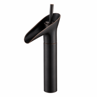 Robinet de lavabo haut en laiton bronze huilé, avec levier unique et bec cascade, pour salle de bain moderne, vente en gros