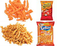 Machine à fabriquer des Kurkure/Cheetos/Nik Naks croustillants, ligne de production continue de snacks avec types frits et cuits au four