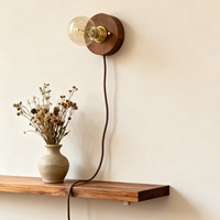 Lampe murale rétro en bois de noyer brut avec interrupteur et cordon, pour entrée, couloir, décoration créative, chevet, chambre à coucher
