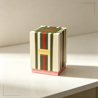 Boîte d'emballage de bougie parfumée à rayures vintage avec logo personnalisé, boîte cadeau rigide de luxe pour Noël et les fêtes, pour pot de bougie