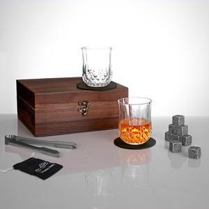 최고 판매자 화강암 냉장 위스키 돌 바위 바 액세서리 위스키 돌 세트 유리 안경 선물 상자 세트 시가 남성 - Product Image 3