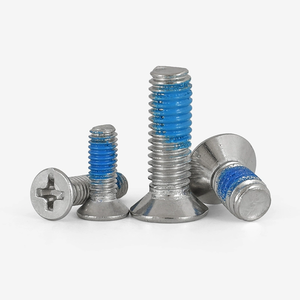 Tornillo Métrico de Acero al Carbono con Cabeza Plana y Fondo Cónico, Antiaflojamiento, Recubierto con Pegamento Azul, Tamaños M2-M8 - Product Image 2