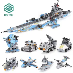 HS 8 IN 1 Super Universe Warships Three 8-Fit Creative Assembled Small Particles Building Blocks Battleship For Kid