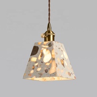 Lampe suspendue LED en pierre translucide de style industriel rétro, lumière chaude, lampe de salle à manger japonaise Wabi-sabi, comptoir de bar créatif
