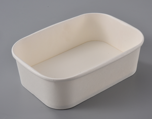 Saladier rectangulaire rond jetable en papier avec couvercle en papier et couvercles en plastique - Product Image 6