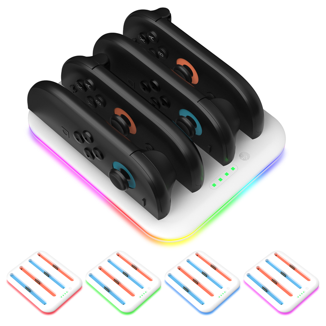 Charging Dock for Switch 2 with RGB Light Multi Controller Charging Station Dust Cover