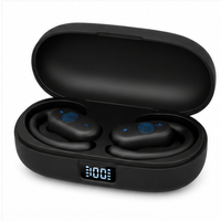 Earbud Nirkabel Open Ear untuk Olahraga 5.3 dengan Layar Digital Pintar, 20 Jam Waktu Putar, Tahan Air IP54, Ringan