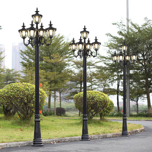 Lámpara de Jardín Exterior de Hierro con 5 Cabezas, Pantallas de Vidrio, 71CM, Montaje Empotrado, AC 220V, No Desmontable, IP66, Sensor de Movimiento, Energía Solar - Product Image 6