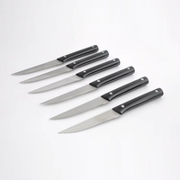 Ensemble économique de 6 couteaux à steak dentelés en acier inoxydable avec manche noir