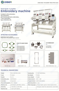 ¿Cuánto cuesta una máquina de bordar de 3 cabezales en China? Máquinas de bordar y coser OEM computarizadas para suéteres, gorras y camisetas de sobremesa. - Product Image 6