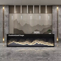 Comptoir de réception/caisse moderne en bois de style rétro chinois pour restaurant, bar, hôtel, spa, club et hôpital
