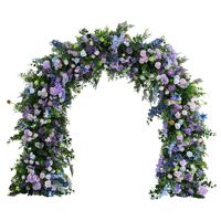 Arche de mariage personnalisable en fleurs artificielles en forme de U, 2,4 m, bleu et violet, avec structure en fer pour décoration extérieure