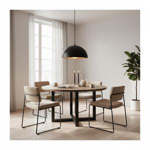 Plafonnier suspendu contemporain minimaliste en laiton noir à l'extérieur et doré à l'intérieur, LED dimmable, installation facile, pour cuisine moyenne - Product Image 3