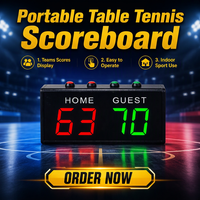 Papan Skor Tenis Meja Elektronik LED Portabel Dalam Ruangan 4 Digit untuk Klub Gimnasium