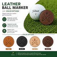 Marqueur de balle de golf magnétique en cuir personnalisé avec logo de luxe, design sur mesure, cadeau d'entreprise pour golfeur, vente en gros du fabricant