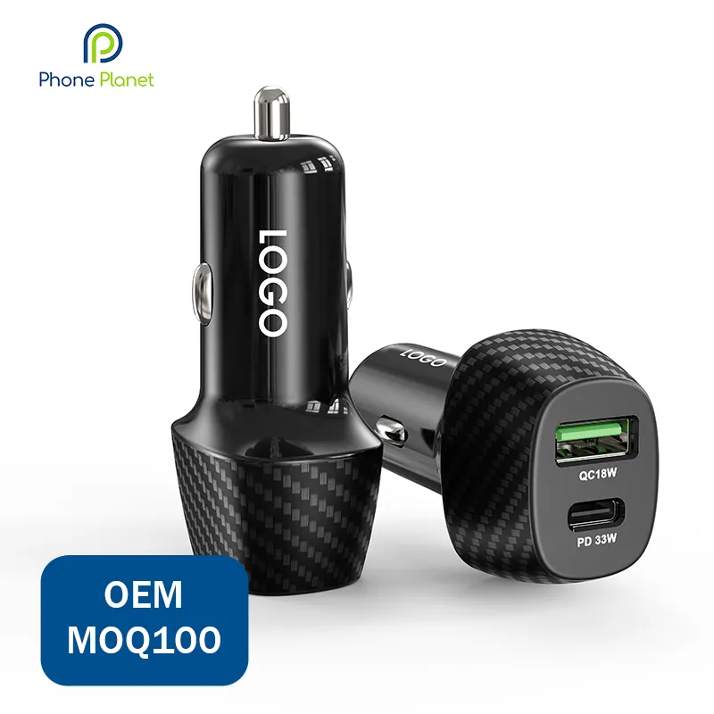 OEM MOQ 100PCS car charger Qc3.0 type c fast PD 38w car phone charger dual usb car charger