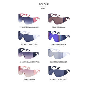 Lunettes de soleil sans monture ZS-98017 pour femmes, verres PC UV400, sport de plein air, cyclisme, conduite, noires, style Y2K tendance - Product Image 3