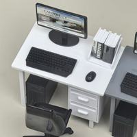 Kit de Modélisme DIY Mini Poste de Travail de Bureau, Ensemble Miniature Bureau d'Ordinateur et Clavier, Jouet d'Assemblage Scène Diorama pour Maison de Poupées et Travailleurs, Décoration de Bureau