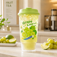 LOKYO Gobelets en plastique rayés colorés de 570 ml avec impression de logo personnalisé, gobelet froid personnalisé avec couvercle pour jus à emporter, restauration