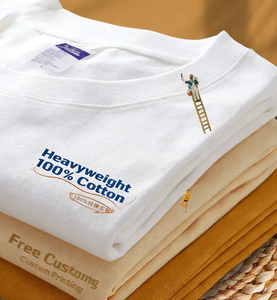 T-shirt imprimé en coton pur à col rond : Équipe, Travail, Uniformes. Logo personnalisé DIY, manches courtes, coton respirant, usage quotidien promotionnel. - Product Image 3