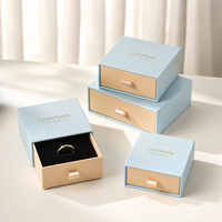 Caja Cuadrada Azul de Lujo Personalizada y Ecológica con Logotipo Estampado en Oro para Joyería, Pulseras y Relojes