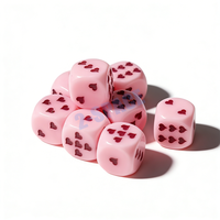 Dés en acrylique personnalisés D6 16 mm avec motif cœur, logo personnalisé, dés de jeu roses pour les couples, accessoires de jeu amusants