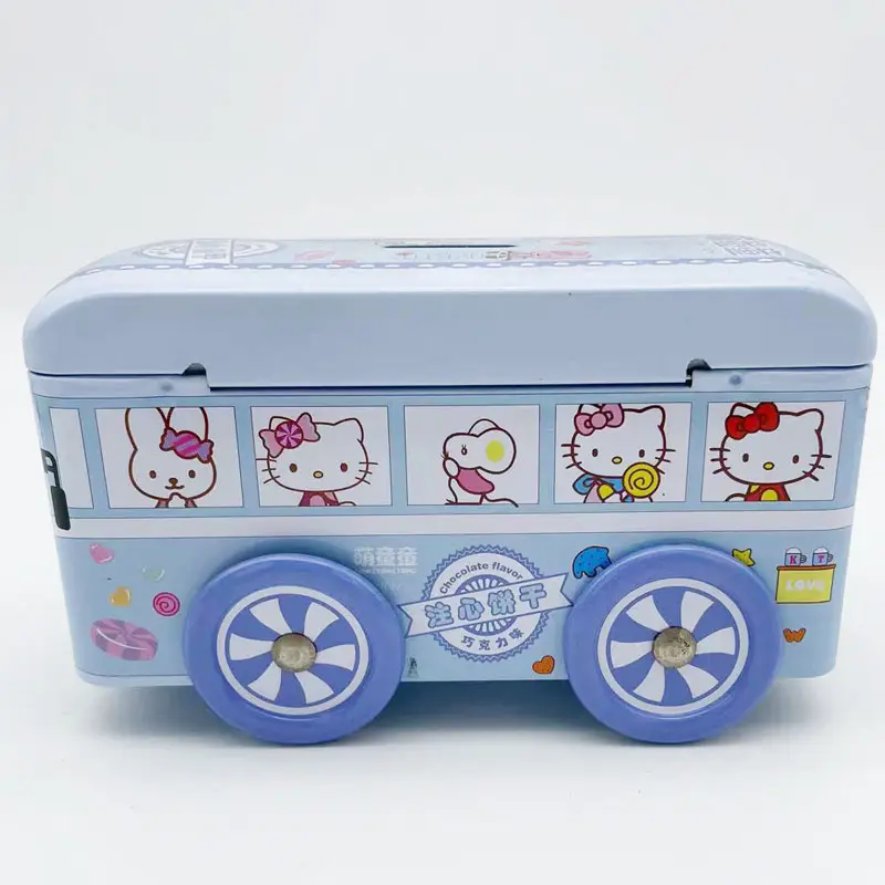 Home Storage Organizer Cartoon Tin Metal Toy Car Cookie Sugar Box with Hinge Lid