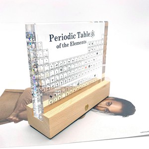 OEM moderno fai da te luce notturna luminosa Base su misura legno di faggio per soggiorno atmosfera quadrata batteria colorata <span class=keywords><strong>illuminazione</strong></span> periodica - Product Image 5