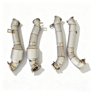 Pour <span class=keywords><strong>Audi</strong></span> S6/S7/<span class=keywords><strong>RS6</strong></span>/RS7/A8/S8 C7 C7.5 4.0T 2012-2019, Downpipe à haut débit en acier inoxydable 304 avec bouclier thermique, fixation directe, en stock - Product Image 5
