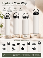 Bouteille d'eau isotherme en acier inoxydable à toucher doux avec poignée en silicone, anti-fuite, personnalisable avec logo, 18oz, 22oz, 32oz
