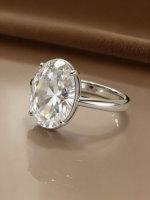 Bague de luxe en argent sterling 925 scintillante avec zircone cubique, design ovale solitaire réglable pour mariage et cocktail