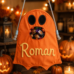 Borsa Personalizzata per Dolcetti di <span class=keywords><strong>Halloween</strong></span>, Borsa per Caramelle per Bambini, Cesto Regalo Fantasma 'Boo' - Product Image 5
