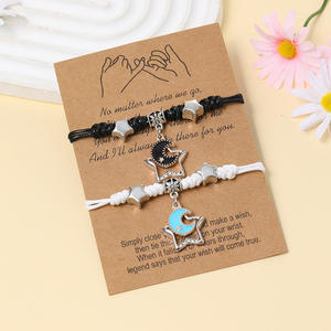 Rinhoo, 2 uds., pulseras para parejas, buena <span class=keywords><strong>suerte</strong></span>, trébol <span class=keywords><strong>de</strong></span> cuatro <span class=keywords><strong>hojas</strong></span> <span class=keywords><strong>de</strong></span> estrellas, pulseras con dijes <span class=keywords><strong>de</strong></span> trébol <span class=keywords><strong>de</strong></span> la fortuna, pulseras para hombres y mujeres, joyería <span class=keywords><strong>de</strong></span> la amistad - Product Image 5